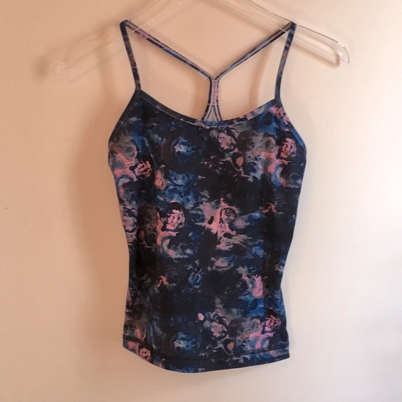 lululemon athletica Blue and Pink rose Tank Top - 6 - Picture 1 of 6